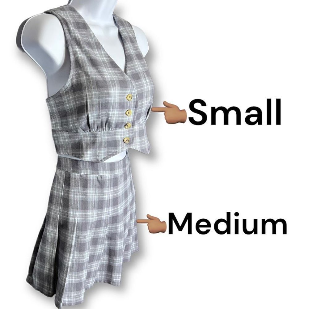 AÉROPOSTALE Plaid Cropped Vest SMALL & Plaid High-Waisted Pleated Skirt Medium